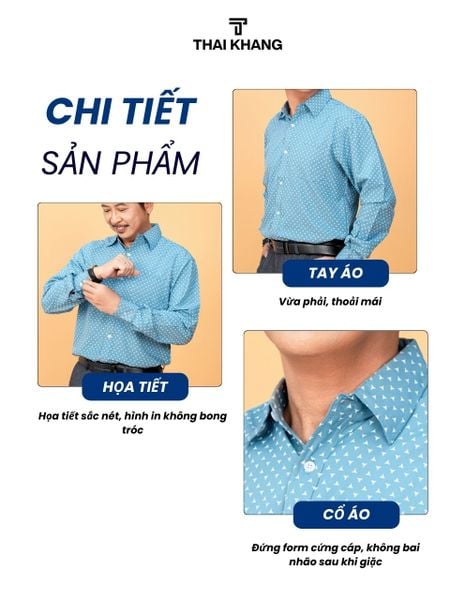 Áo sơ mi nam dài tay trung niên THÁI KHANG vải lụa ATK22