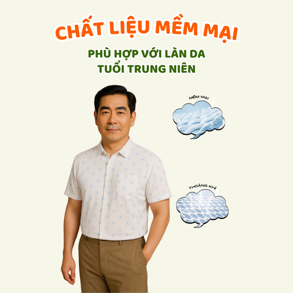 Áo sơ mi trung niên họa tiết Thái Khang ATK37