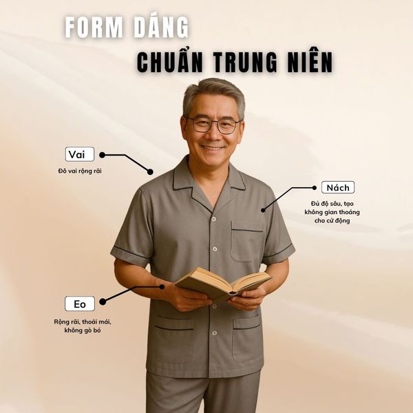 Bộ pijama nam trung niên Thái Khang bộ đồ cho bố mặc nhà vải lụa mềm co giãn BO39