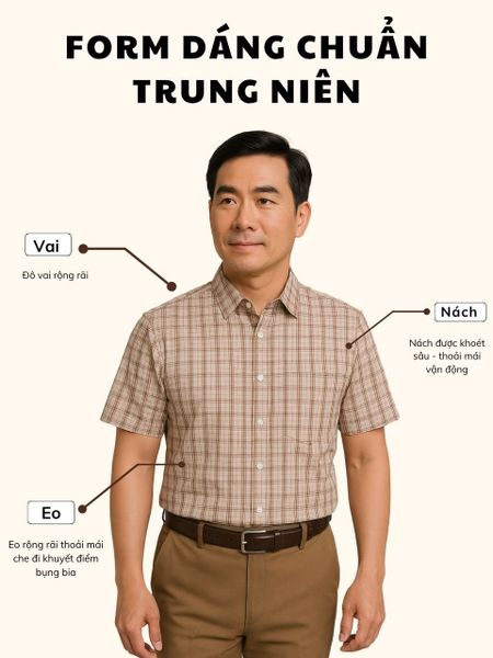 Áo sơ mi nam ngắn tay trung niên THÁI KHANG vải lụa co giãn ATK41