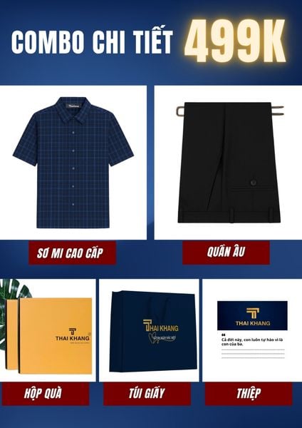 Quà tặng bố Thái Khang áo sơ mi polo quần tây trung niên lịch lãm món quà ý nghĩa dịp lễ sinh nhật, father' day