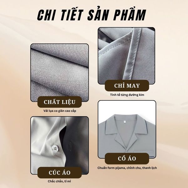 Bộ pijama nam trung niên Thái Khang bộ đồ cho bố mặc nhà vải lụa mềm co giãn BO39