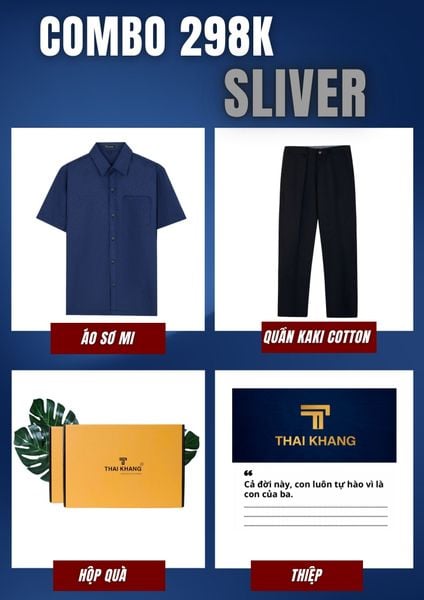 Quà tặng bố Thái Khang áo sơ mi quần kaki cotton trung niên lịch lãm món quà ý nghĩa dịp lễ sinh nhật, father' day