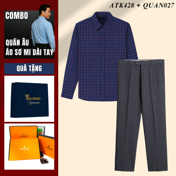 Quà tặng bố Thái Khang áo sơ mi polo quần tây trung niên lịch lãm món quà ý nghĩa dịp lễ sinh nhật, father' day