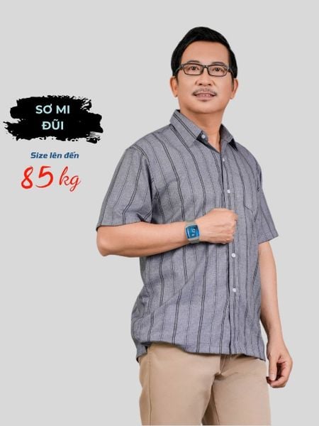 Áo sơ mi nam trung niên vải đũi sọc Thái Khang ADUI15