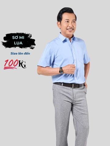 Áo sơ mi ngắn tay nam trung niên THÁI KHANG vải lụa mềm mịn ALUA10