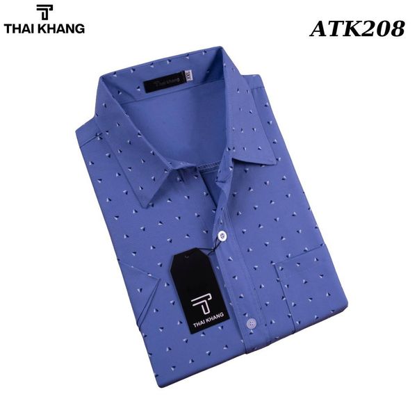 Áo sơ mi nam ngắn tay trung niên vải lụa co giãn ATK20