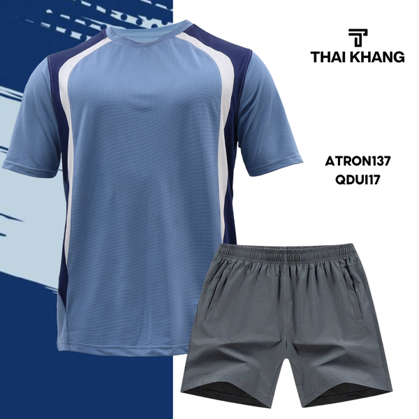 Bộ thể thao nam cổ tròn Thái Khang chất liệu vải thun lạnh B03