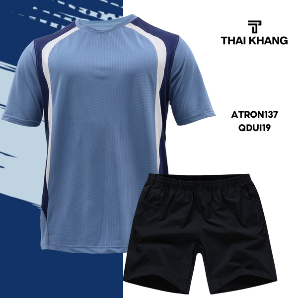 Bộ thể thao nam cổ tròn Thái Khang chất liệu vải thun lạnh B03