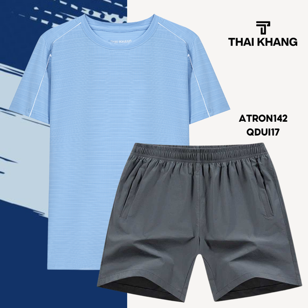 Bộ thể thao nam cổ tròn Thái Khang chất liệu vải thun lạnh B04