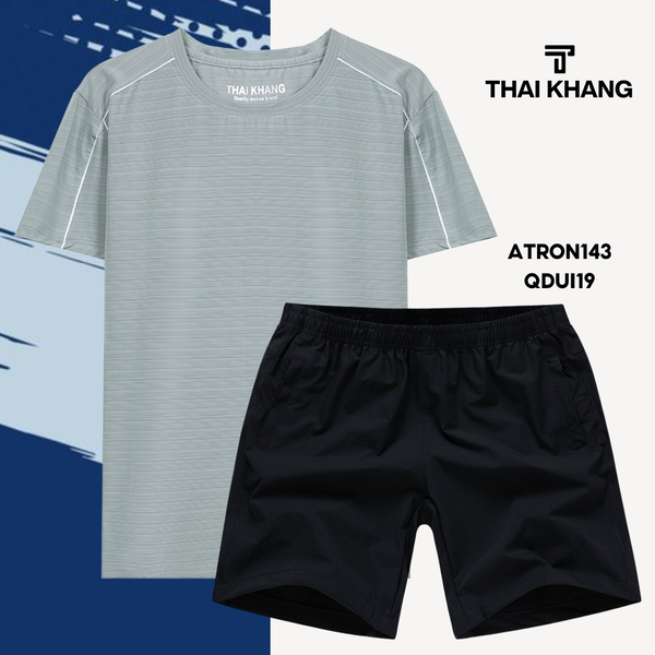 Bộ thể thao nam cổ tròn Thái Khang chất liệu vải thun lạnh B04