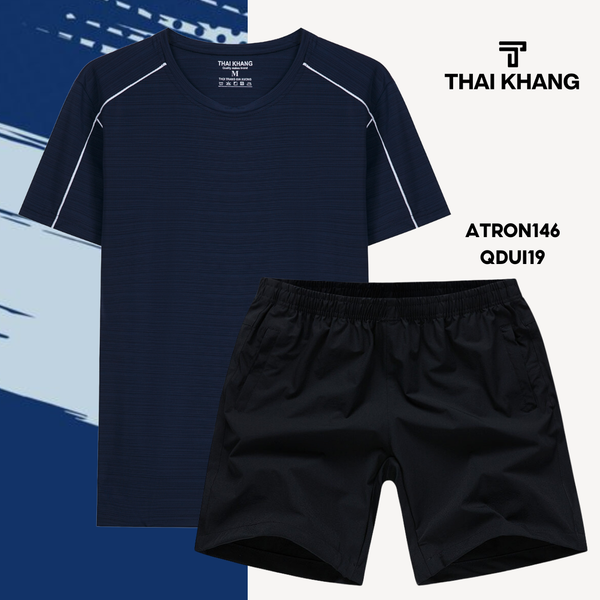 Bộ thể thao nam cổ tròn Thái Khang chất liệu vải thun lạnh B04