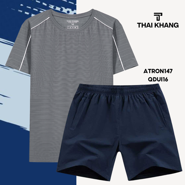 Bộ thể thao nam cổ tròn Thái Khang chất liệu vải thun lạnh B04