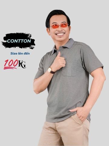 Áo thun nam cổ bẻ classic thêu vai thêu túi vải thun mềm đẹp ATK07