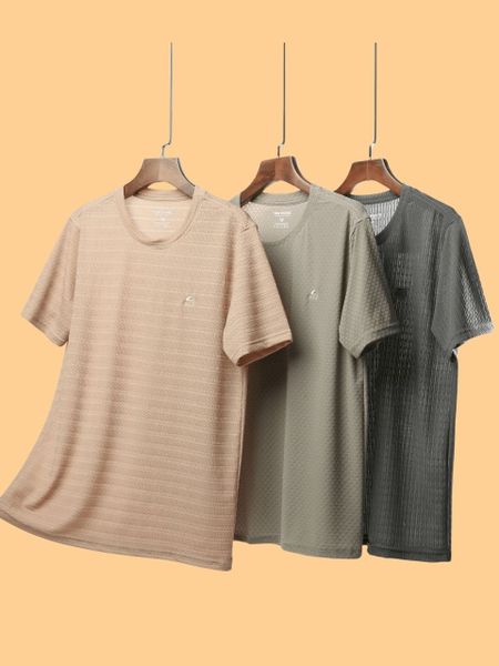 Áo thun cổ tròn nam ngắn tay Thái Khang vải vân dệt cao cấp ATK13