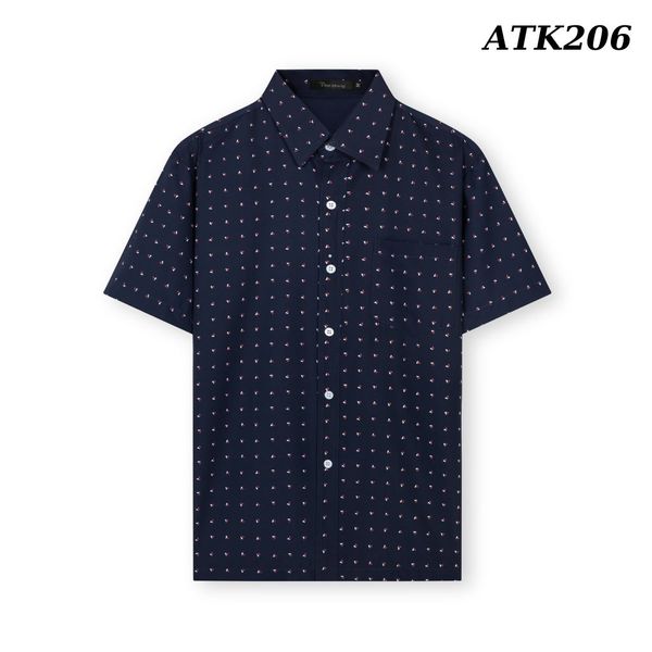 Áo sơ mi nam ngắn tay trung niên vải lụa co giãn ATK20