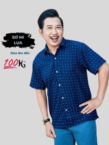 Áo sơ mi nam ngắn tay trung niên vải lụa co giãn ATK20