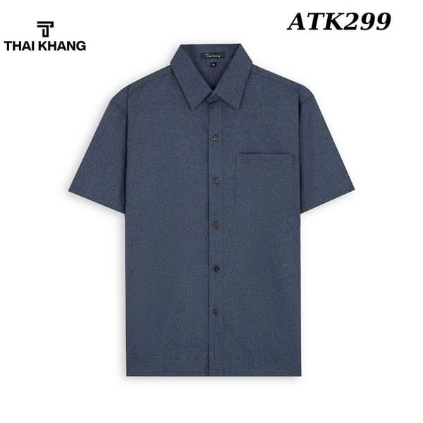 Áo sơ nam mi trơn trung niên Thái Khang vải đũi ngắn tay ATK29