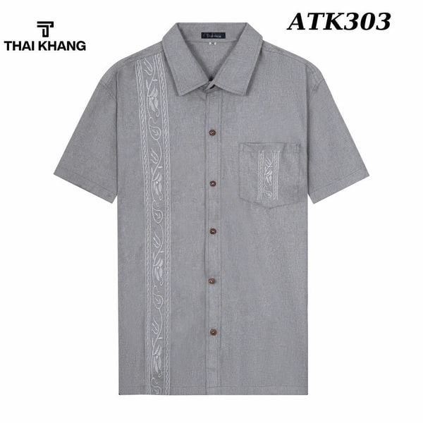 Áo sơ mi trung niên vải đũi ngắn tay ATK30