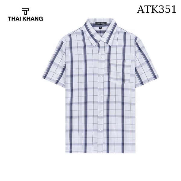 Áo sơ mi nam ngắn tay trung niên THÁI KHANG vải lụa co giãn ATK35
