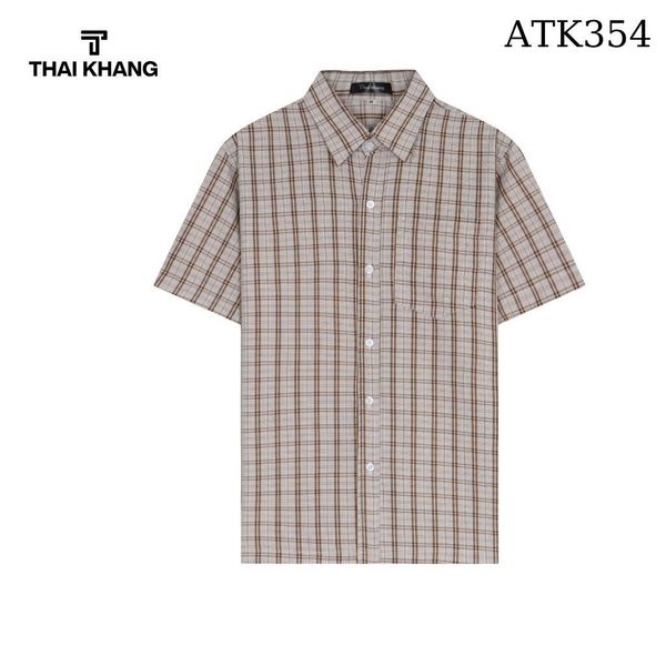 Áo sơ mi nam ngắn tay trung niên THÁI KHANG vải lụa co giãn ATK35