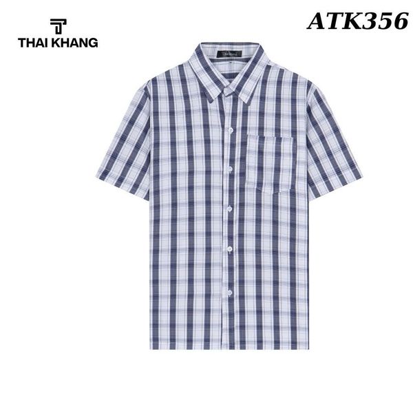 Áo sơ mi nam ngắn tay trung niên THÁI KHANG vải lụa co giãn ATK35