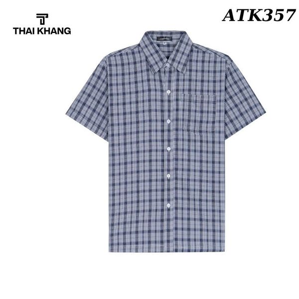 Áo sơ mi nam ngắn tay trung niên THÁI KHANG vải lụa co giãn ATK35