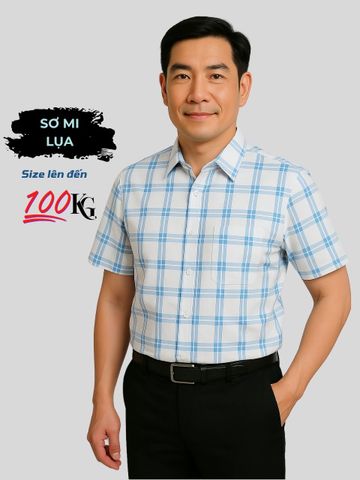 Áo sơ mi nam ngắn tay trung niên THÁI KHANG vải lụa co giãn ATK41