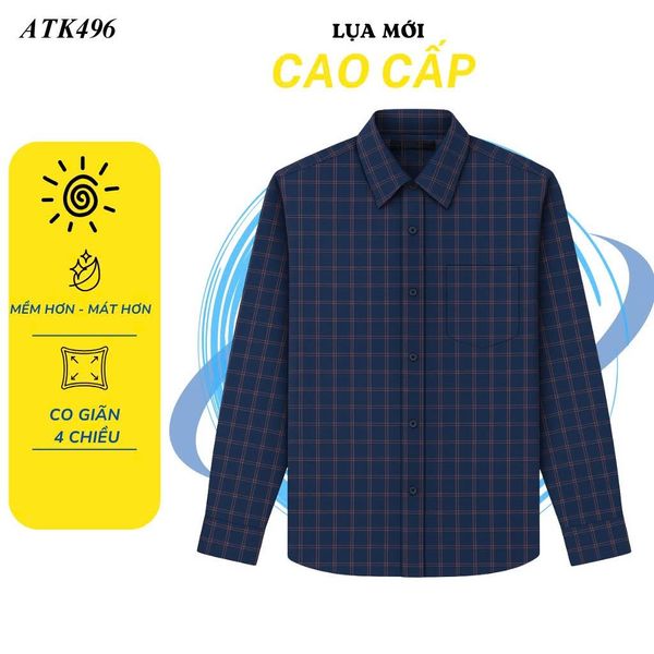 Áo sơ mi dài tay caro nam trung niên THÁI KHANG ATK49