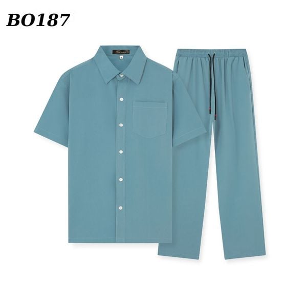 Bộ pijama nam trung niên Thái Khang bộ đồ cho bố mặc nhà vải lụa mềm co giãn BO18