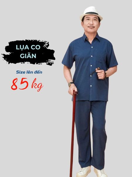 Bộ pijama nam trung niên Thái Khang bộ đồ cho bố mặc nhà vải lụa mềm co giãn BO18