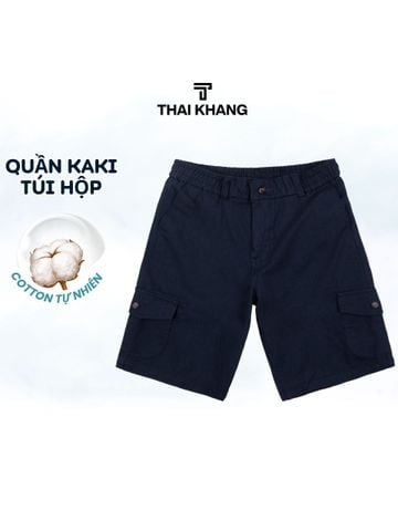 Quần short kaki túi hộp trung niên Thái Khang lưng chun thoải mái vải cotton QUAN10