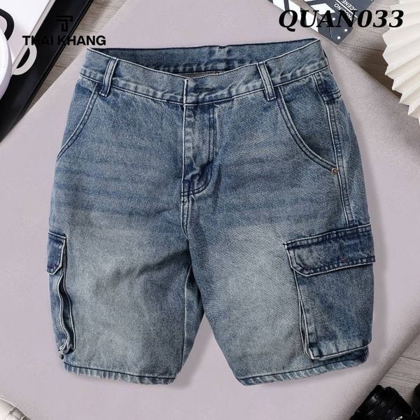 Quần short jean nam Thái Khang túi hộp nam trung niên QUAN03