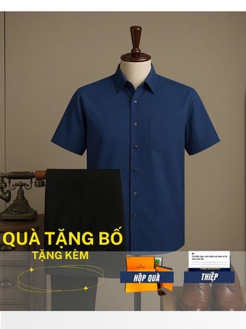 Quà tặng bố Thái Khang áo sơ mi quần kaki cotton trung niên lịch lãm món quà ý nghĩa dịp lễ sinh nhật, father' day