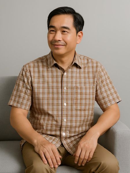 Áo sơ mi nam ngắn tay trung niên THÁI KHANG vải lụa co giãn ATK35