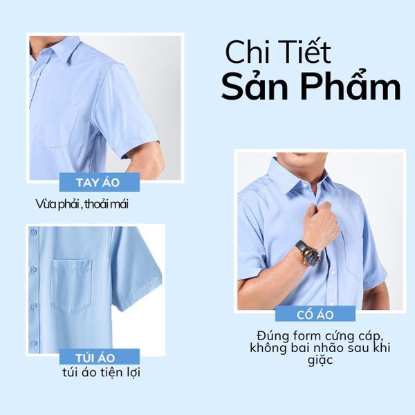 Áo sơ mi ngắn tay nam trung niên THÁI KHANG vải lụa mềm mịn ALUA10