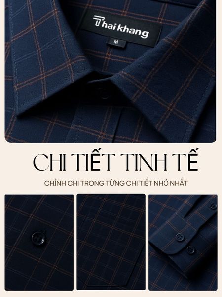 Áo sơ mi dài tay caro nam trung niên THÁI KHANG ATK49
