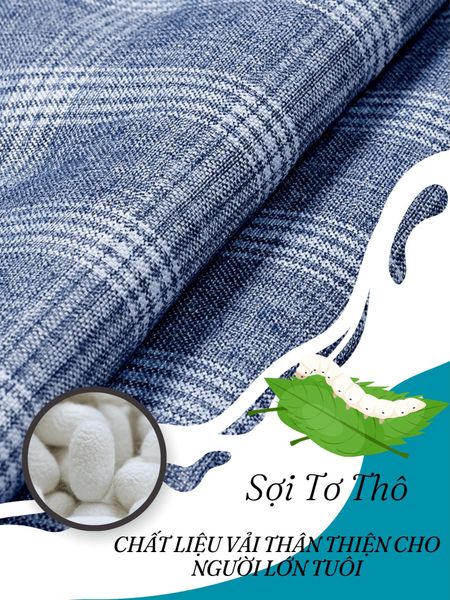 Áo sơ mi nam trung niên ngắn tay vải đũi caro siêu mát form rộng ATK12