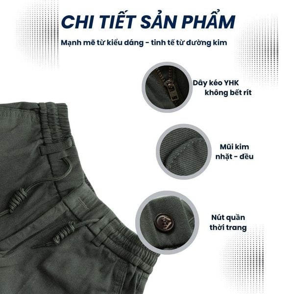 Quần short kaki túi hộp trung niên Thái Khang lưng chun thoải mái vải cotton QUAN10