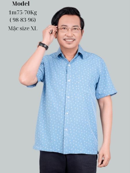 Áo sơ mi nam ngắn tay trung niên THÁI KHANG vải lụa ATK15