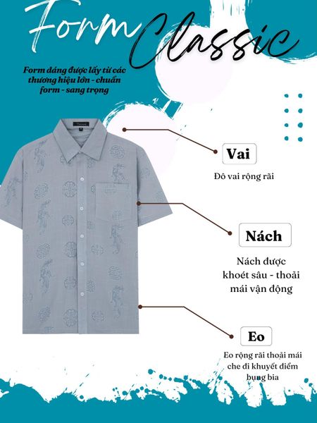 Áo Sơ Mi Nam Trung Niên Thái Khang Vải Xô Đũi Mềm Mát Họa Tiết In Chìm ATK28