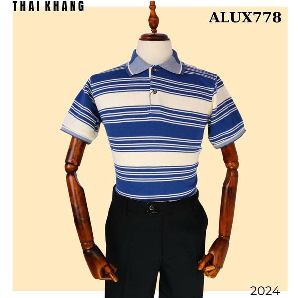 Áo polo ngắn tay sọc ngang nam THÁI KHANG chất liệu cá sấu ALUX77