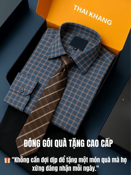 Áo sơ mi dài tay caro nam trung niên THÁI KHANG ATK49
