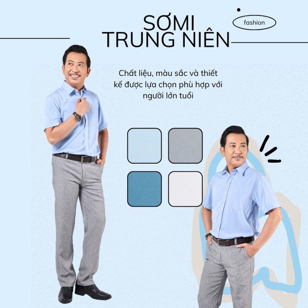 Áo sơ mi ngắn tay nam trung niên THÁI KHANG vải lụa mềm mịn ALUA10