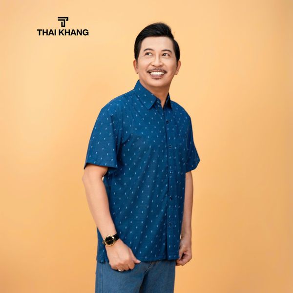 Áo sơ mi ngắn tay nam trung niên Thái Khang vải cotton cao cấp ALUX91