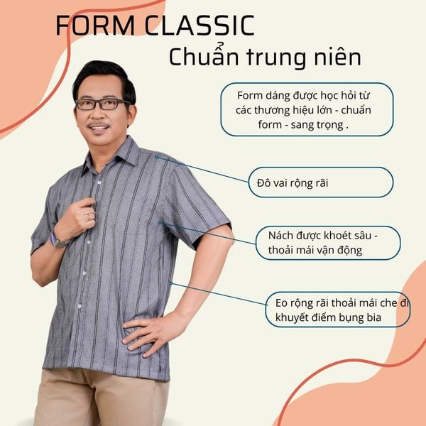 Áo sơ mi nam trung niên vải đũi sọc Thái Khang ADUI15