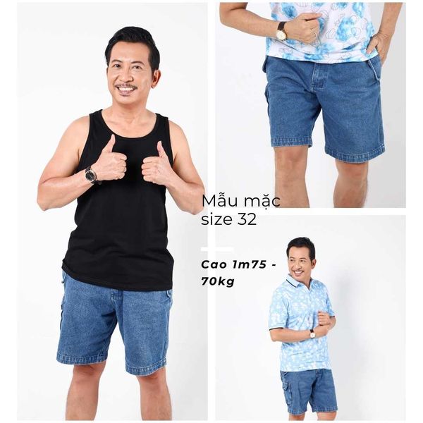 Quần short jean nam Thái Khang túi hộp nam trung niên QUAN03
