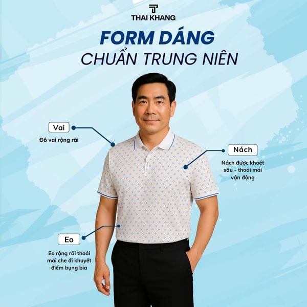 Áo polo nam trung niên Thái Khang cổ bẻ vải cotton ATK34