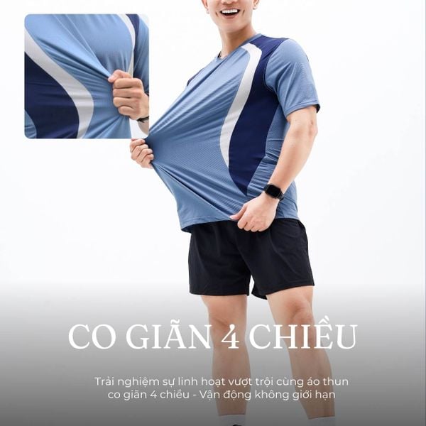 Bộ thể thao nam cổ tròn Thái Khang chất liệu vải thun lạnh B03