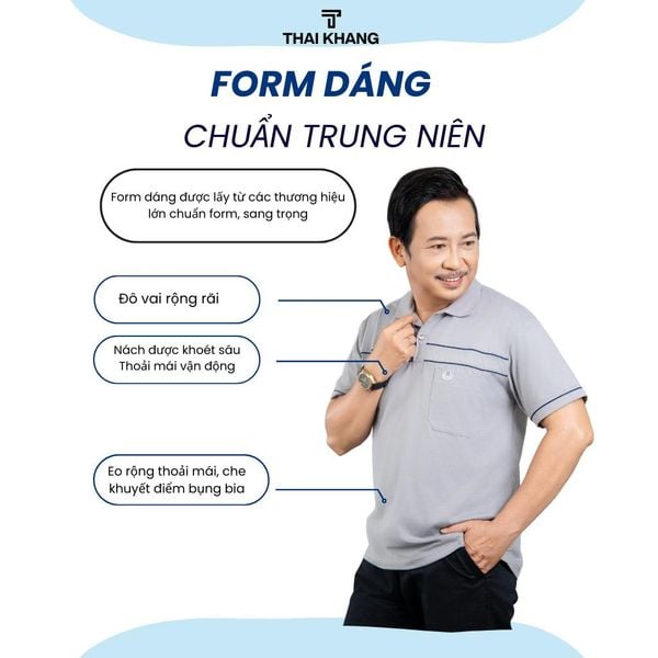 Áo polo nam trung niên có cổ vải cotton ATK08